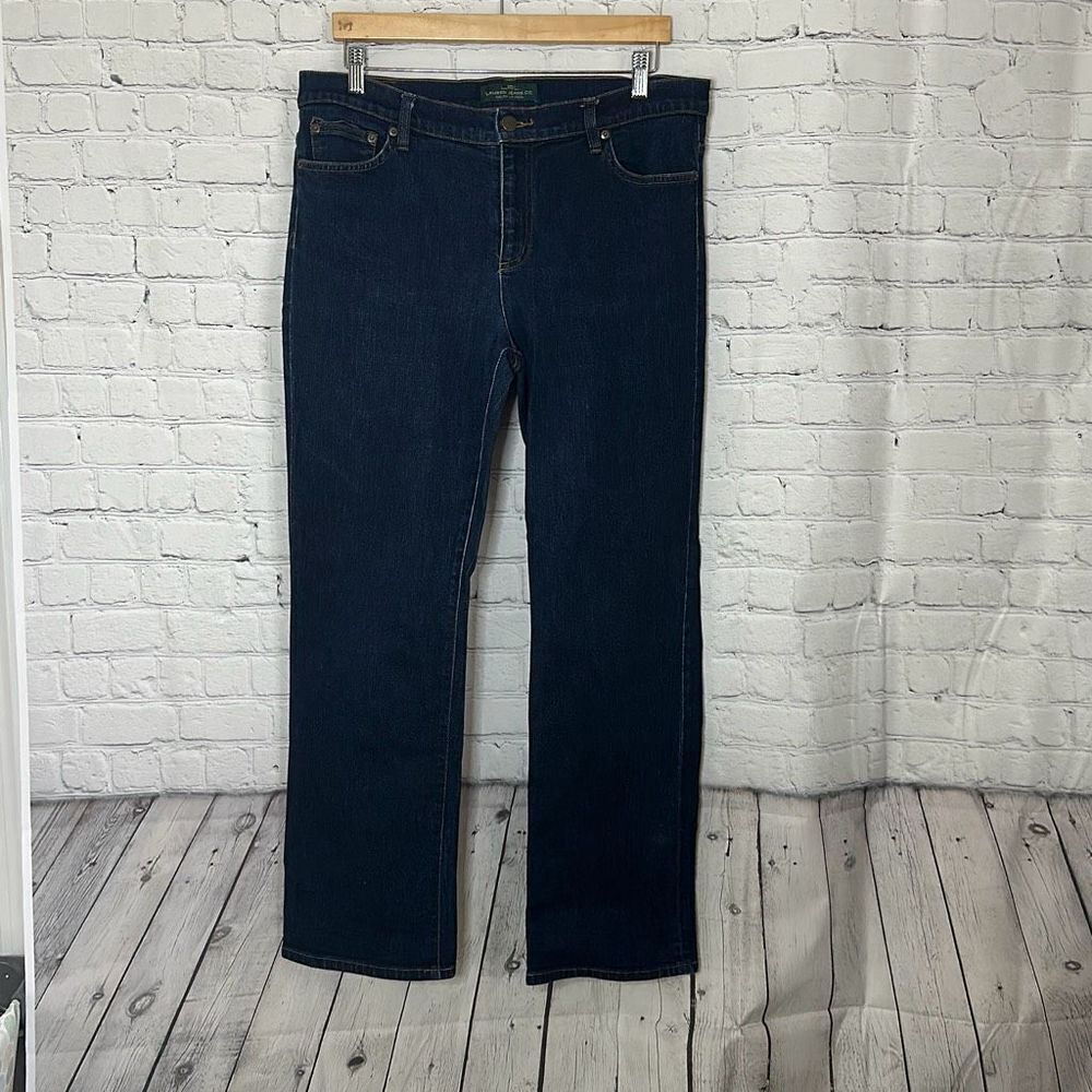 Lauren Ralph‎ Lauren LRL Womens Dark Wash Classic Straight Jeans size 14